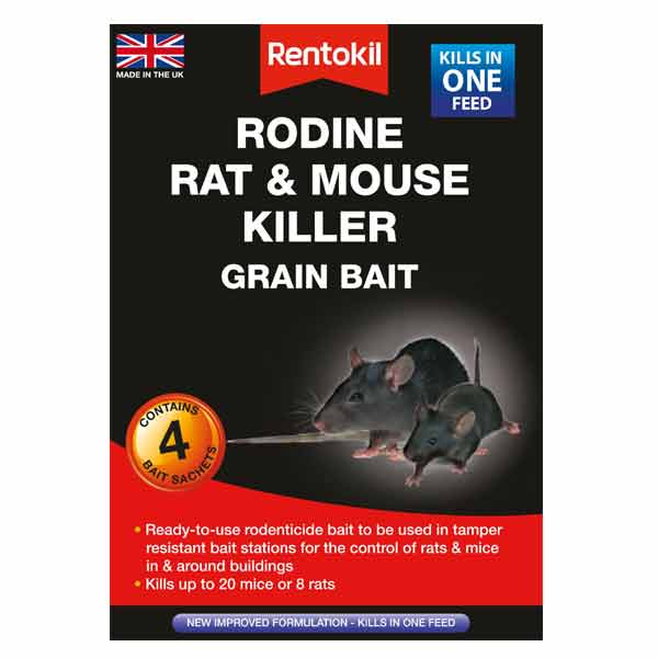 RENTOKIL RAT & MOUSE GRAIN BAIT 4PK
