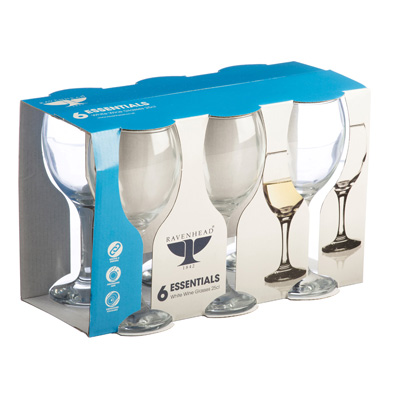 R/H ESSENTIALS WHT WINE GLASSES 6PK