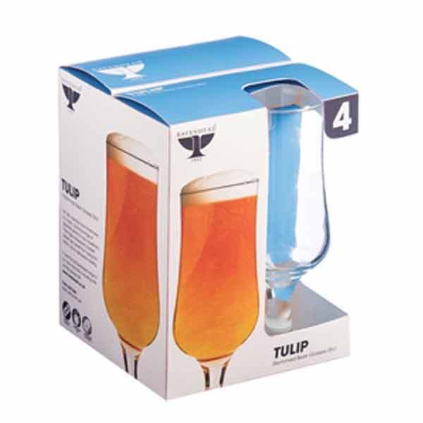 R/H STEMMED BEER GLASSES 35cl 4 PK