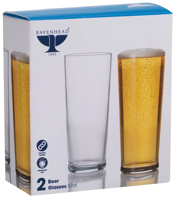 R/H SET OF 2 BEER GLASSES 57CL