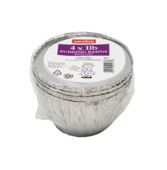 C/L FOIL PUDDING TUBS+LIDS 1LB 4PK