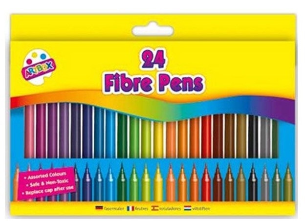A/BOX FIBRE TIP COLOURING PENS 24PK