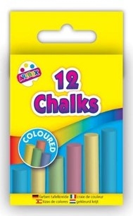 COLOURED CHALKS IN HANGING BOX 12PK