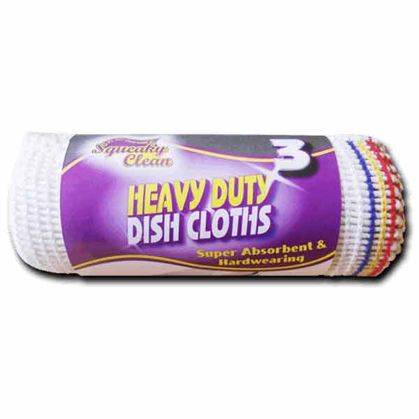 SQKY CLEAN H/DUTY DISH CLOTHS 3PK