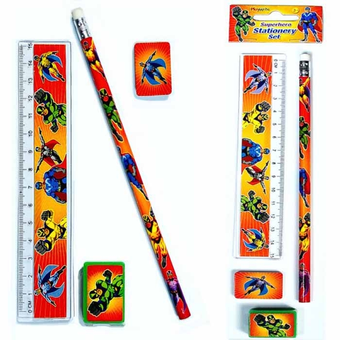 SUPER HERO 4PCE STATIONERY SET