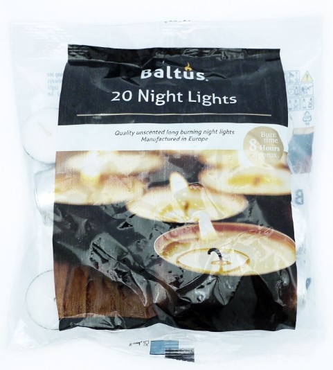BALTUS NIGHTLIGHT CANDLES 8HR(20PK)