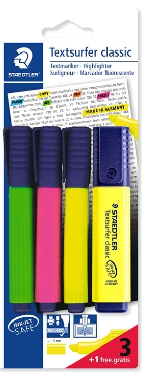 STAEDTLER CLASS HIGHLIGHTER 3+1FREE
