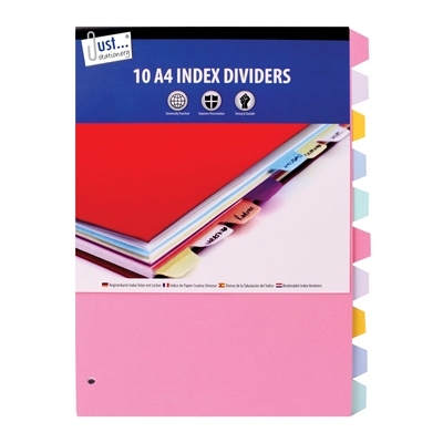 J/S A4 INDEX DIVIDERS 10 PACK