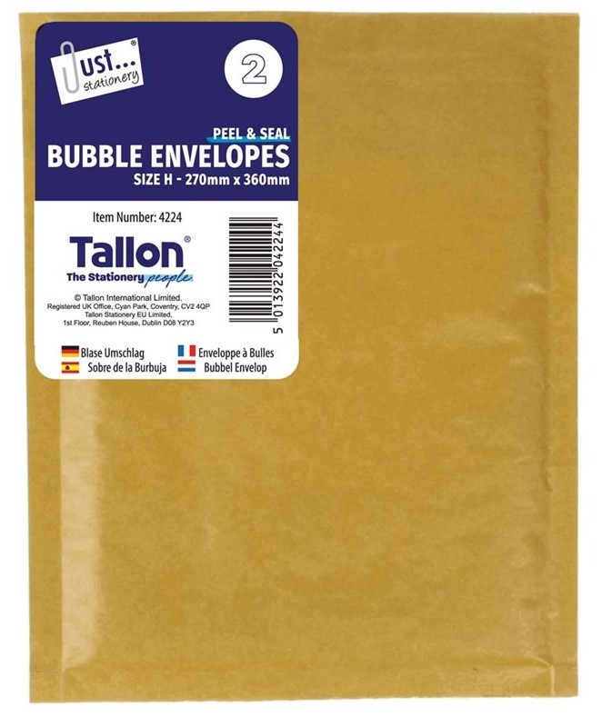 BUBBLE ENVELOPES H 270X360 2PK