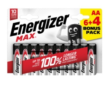ENERGIZER MAX AA 6+4 PK FREE BATTS