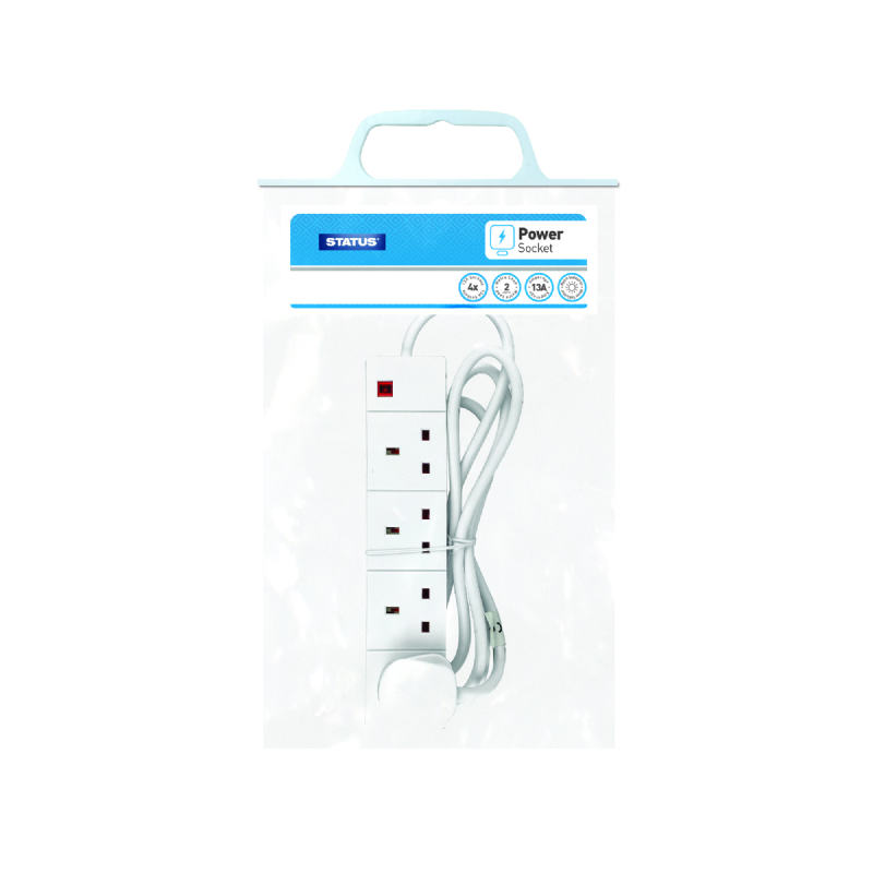STATUS 4 WAY EXTN SOCKET 2M NEON