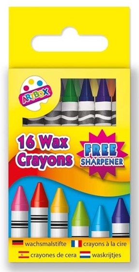 WAX CRAYONS IN HANGING BOX 16 PK