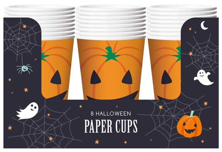 HALLOWEEN PUMPKIN PAPER CUPS 8PK