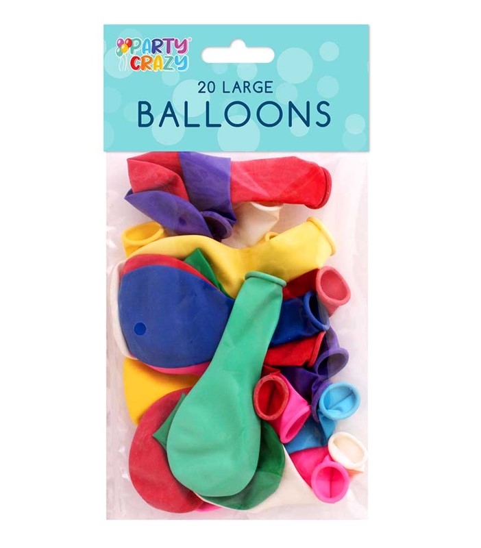 PARTY CRAZY 9 INCH BALLOONS 20 PK