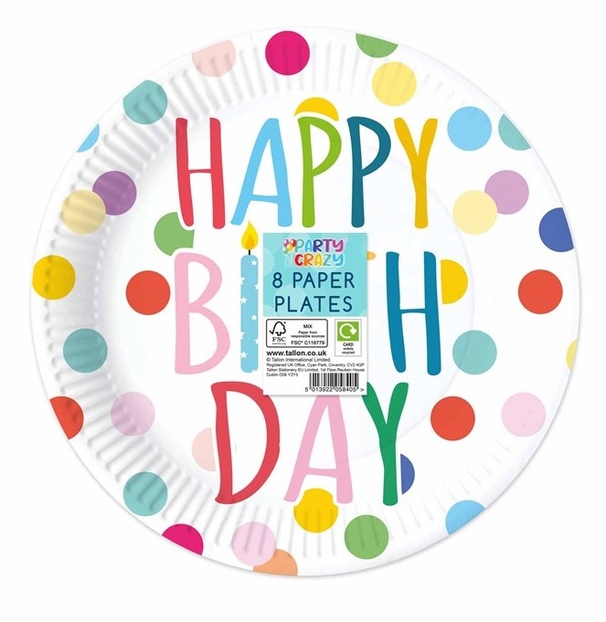 PC HAPPY BIRTHDAY PAPER PLATES 8PK
