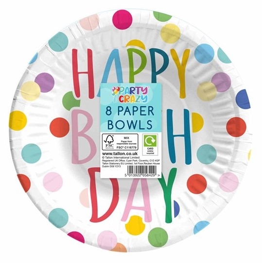 PC HAPPY BIRTHDAY PAPER BOWLS 8PK