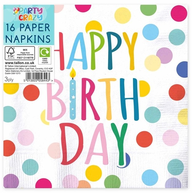 PC HAPPY BIRTHDAY NAPKINS 3PLY 16PK