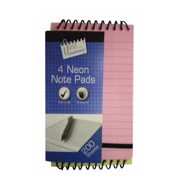 J/S NEON SPIRAL NOTE PADS 4 PACK