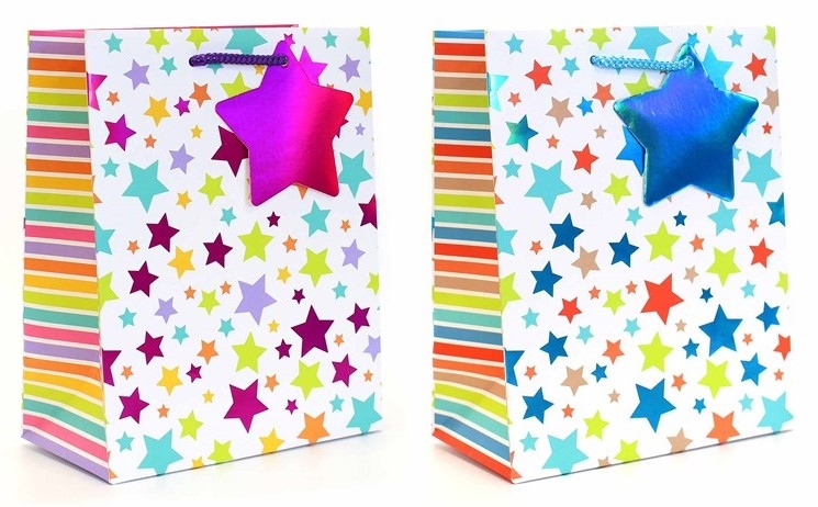 GIFT BAG STARS MEDIUM W18XH23XD10CM