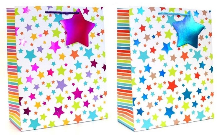 GIFT BAG STARS LARGE W26XH32XD12CM