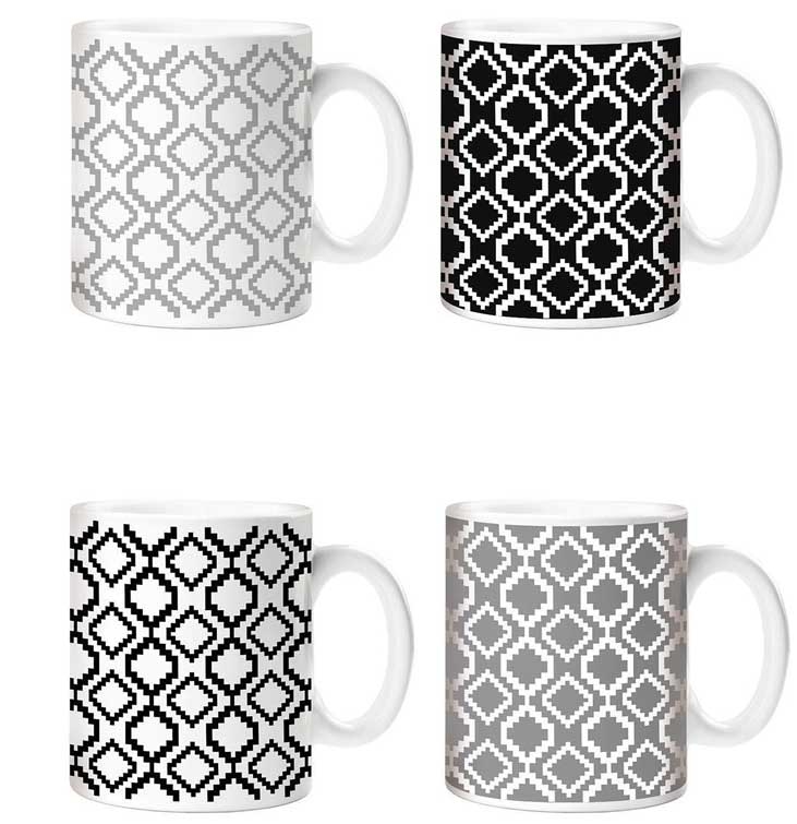 GREY & BLACK GEOMETRIC 11OZ MUG