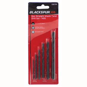 B/SPUR STR/SHANK TWIST DRILL SET 6P