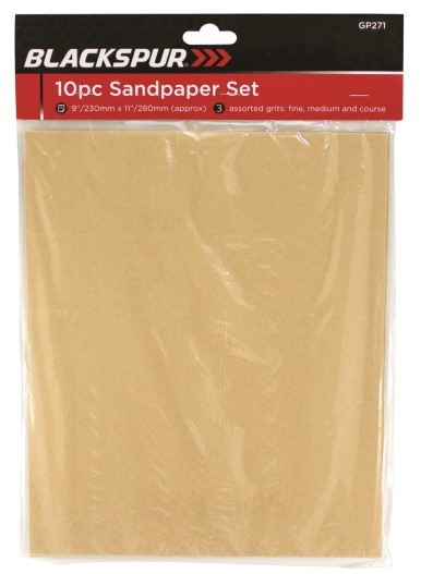 10PC SANDPAPER SET - ASSORT GRITS