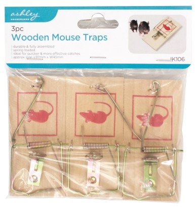 ASHLEY WOODEN MOUSE TRAPS 3 PACK