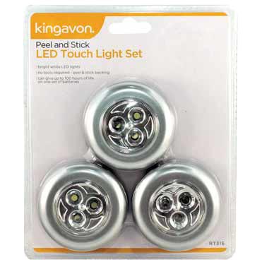 PEEL & STICK LED TOUCH LIGHTS 3PCE