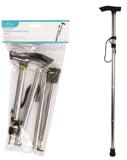 ADJUST FOLDING WALKING STICK SILVER