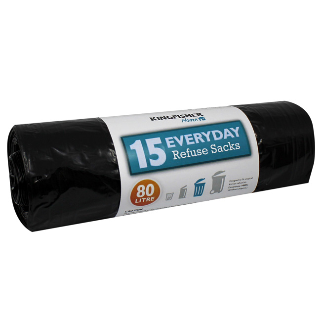 BB15PRO K/F REFUSE SACKS 80L 15 PK