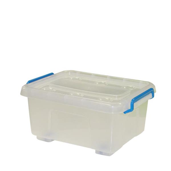 PLASTIC STORAGE BOX+LID+WHEELS 12L