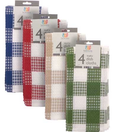 WAFFLE DISH CLOTH 4PK