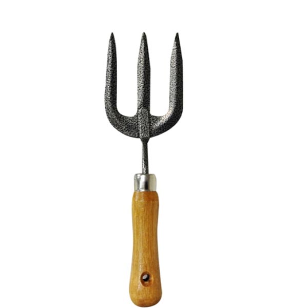 K/F 30CM WOODEN HANDLED HAND FORK