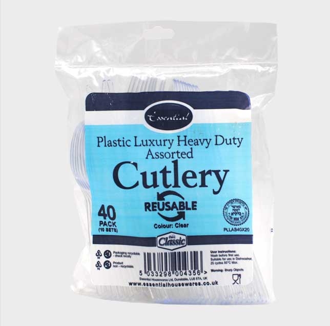 ESSENTIAL PLASTIC HEAVY CUTLERY40PK