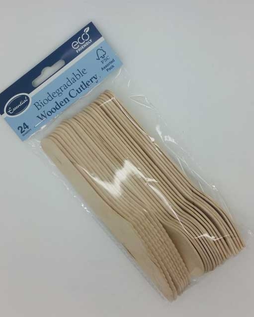 ESSENTIAL ECO WOODEN CUTLERY 24 PK