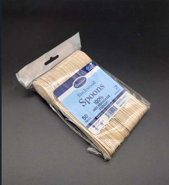 ESSENTIAL ECO WOODEN SPOON 50 PK