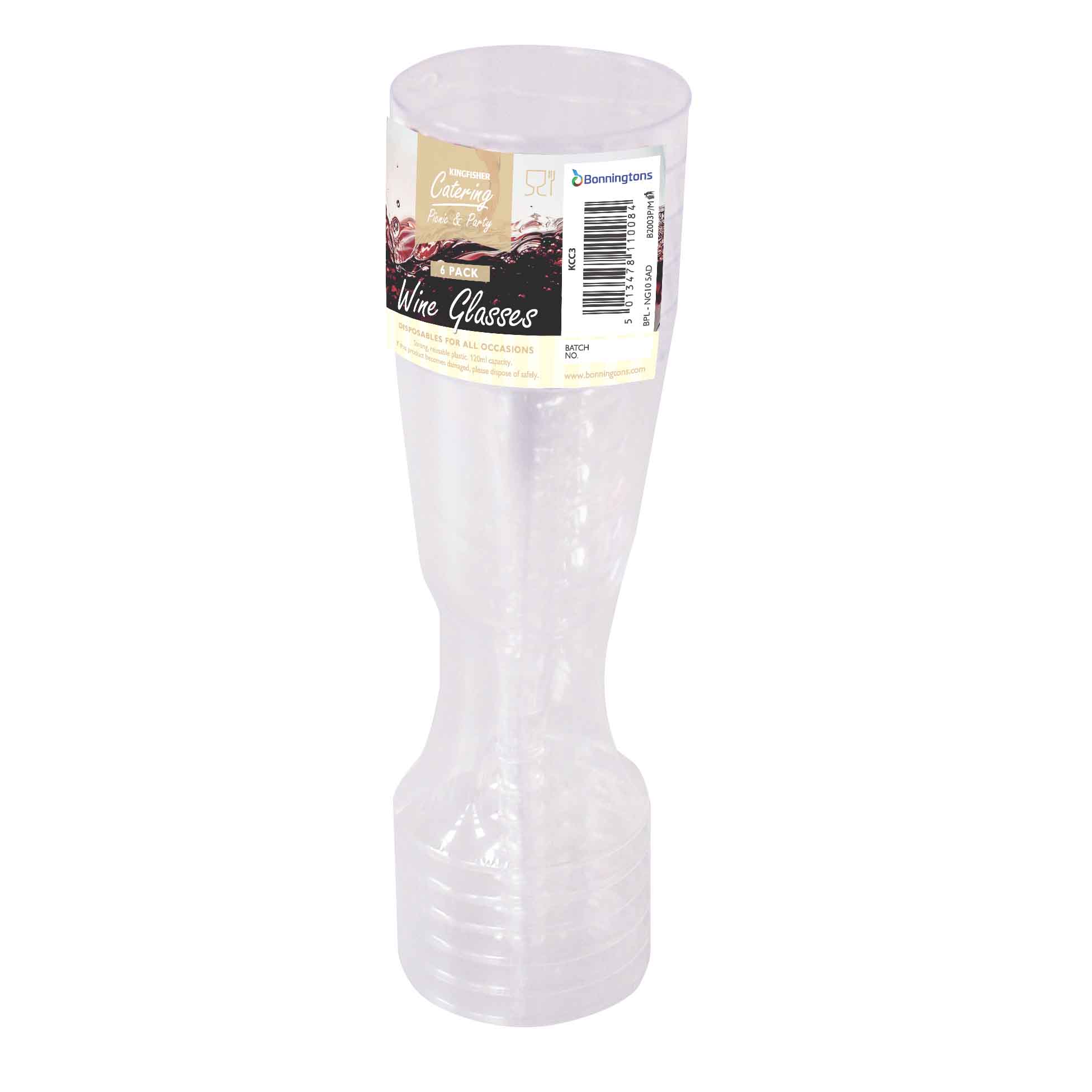 K/F PLASTIC WINE GLASSES 6 PACK