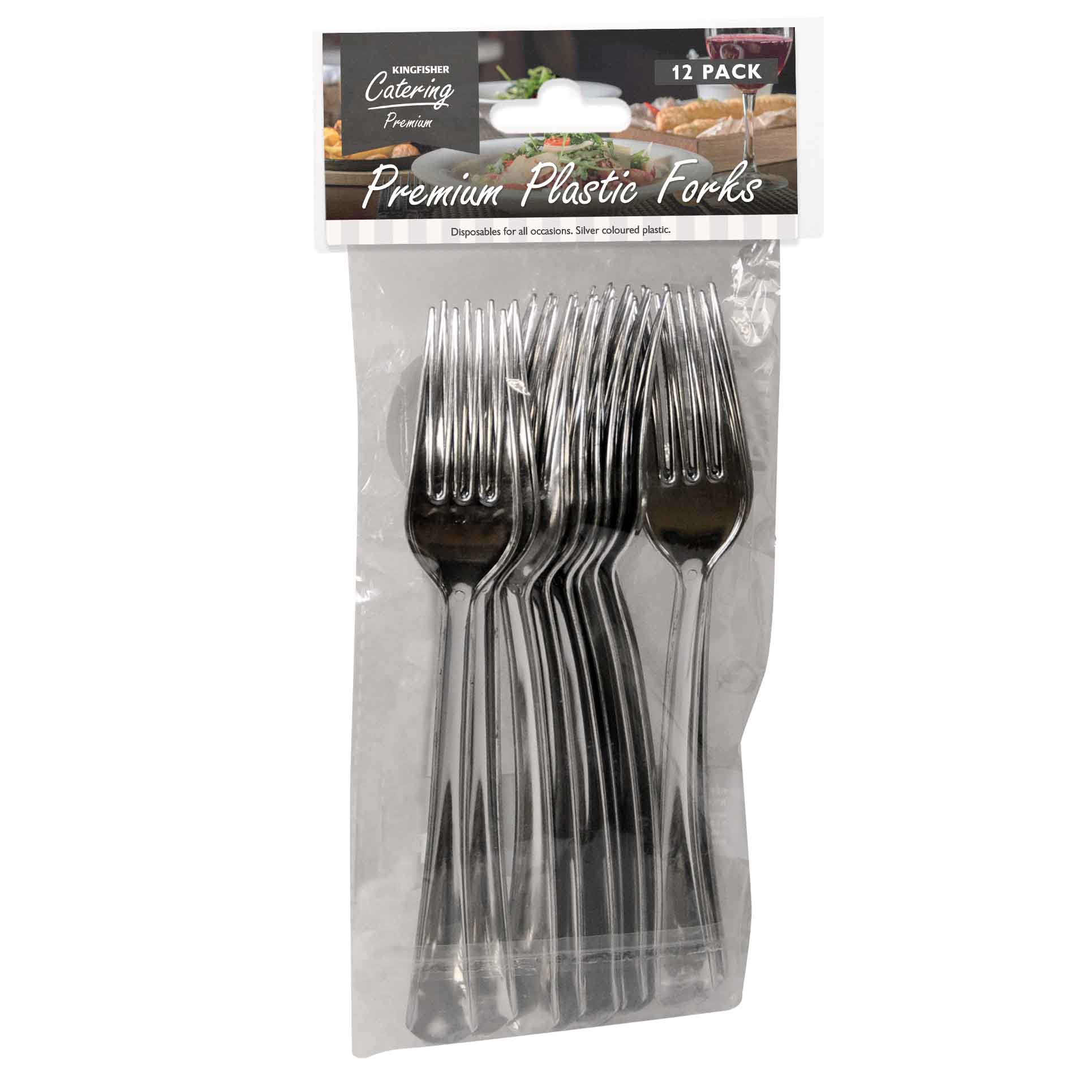 K/F SILVER PLASTIC FORKS 12 PACK