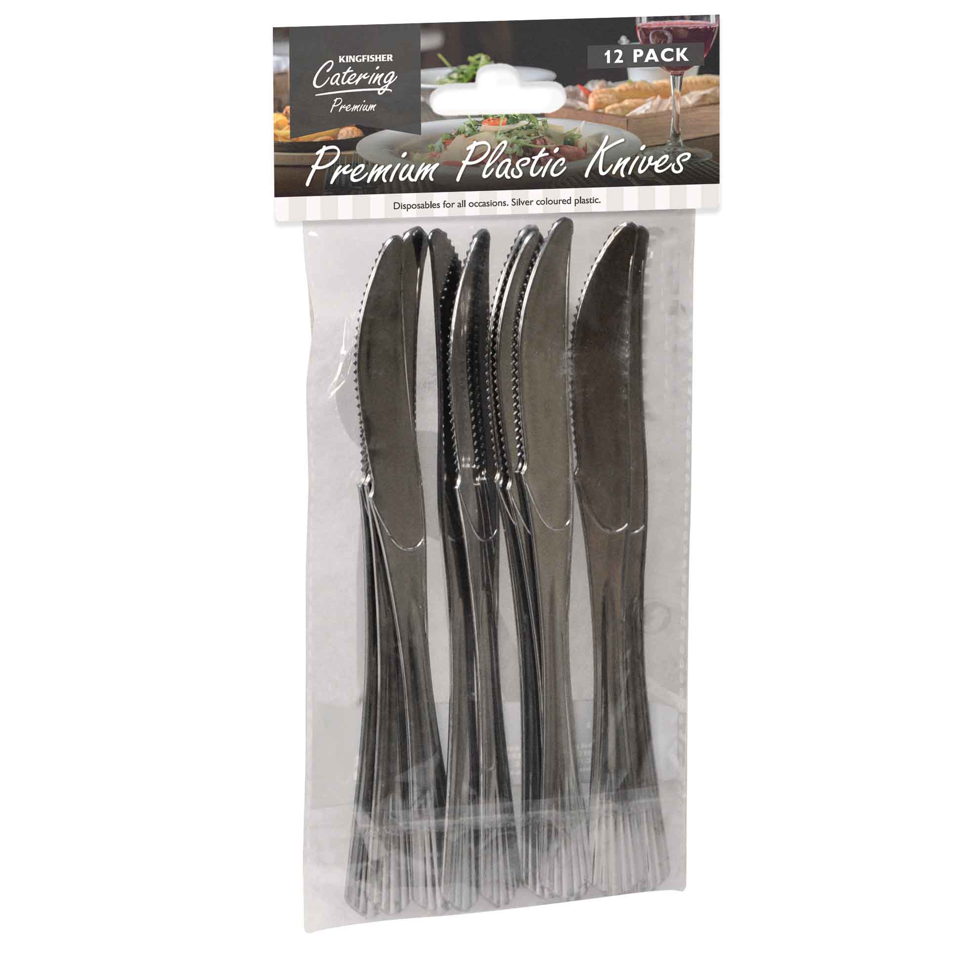 K/F SILVER PLASTIC KNIVES 12 PACK