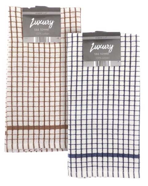LUXURY CHECK DESIGN TEA TOWEL 2PK