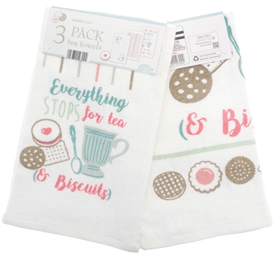 VELOUR TEA+BISCUITS TEA TOWEL 3PK