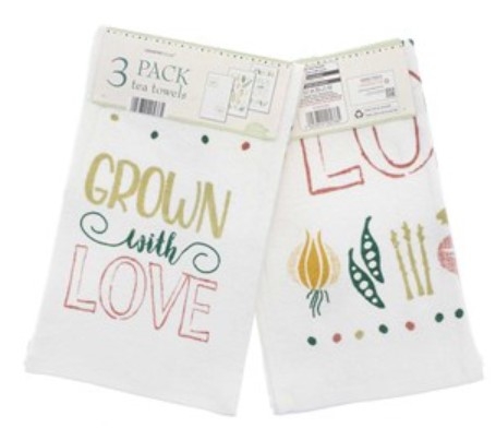 GROWN WITH LOVE TEA TOWEL 3PK