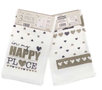 IN MY HAPPY PLACE TEA TOWEL 3PK