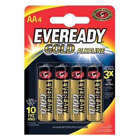 EVEREADY AA 4PK GOLD ALKALINE BATTS