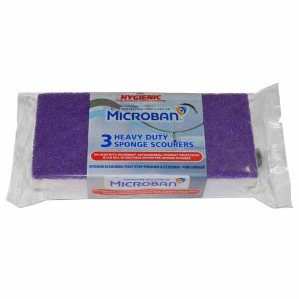 MICROBAN H/DUTY SPONGE SCOURERS 3PK