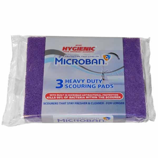 MICROBAN H/DUTY SCOURING PADS 3PK