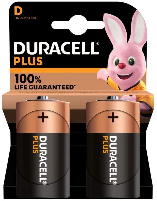 DURACELL PLUS D BATTERIES 2 PACK