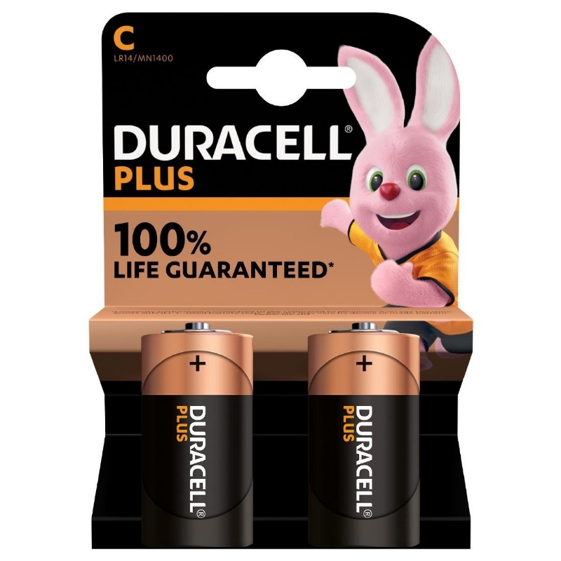 DURACELL PLUS C BATTERIES 2 PACK