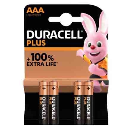 DURACELL PLUS AAA BATTERIES 4 PACK